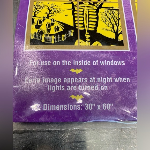 2 Vintage 30X60 Halloween Window Silhouettes Creepy Eerie Scary Ghost Skeleton - Picture 5 of 10